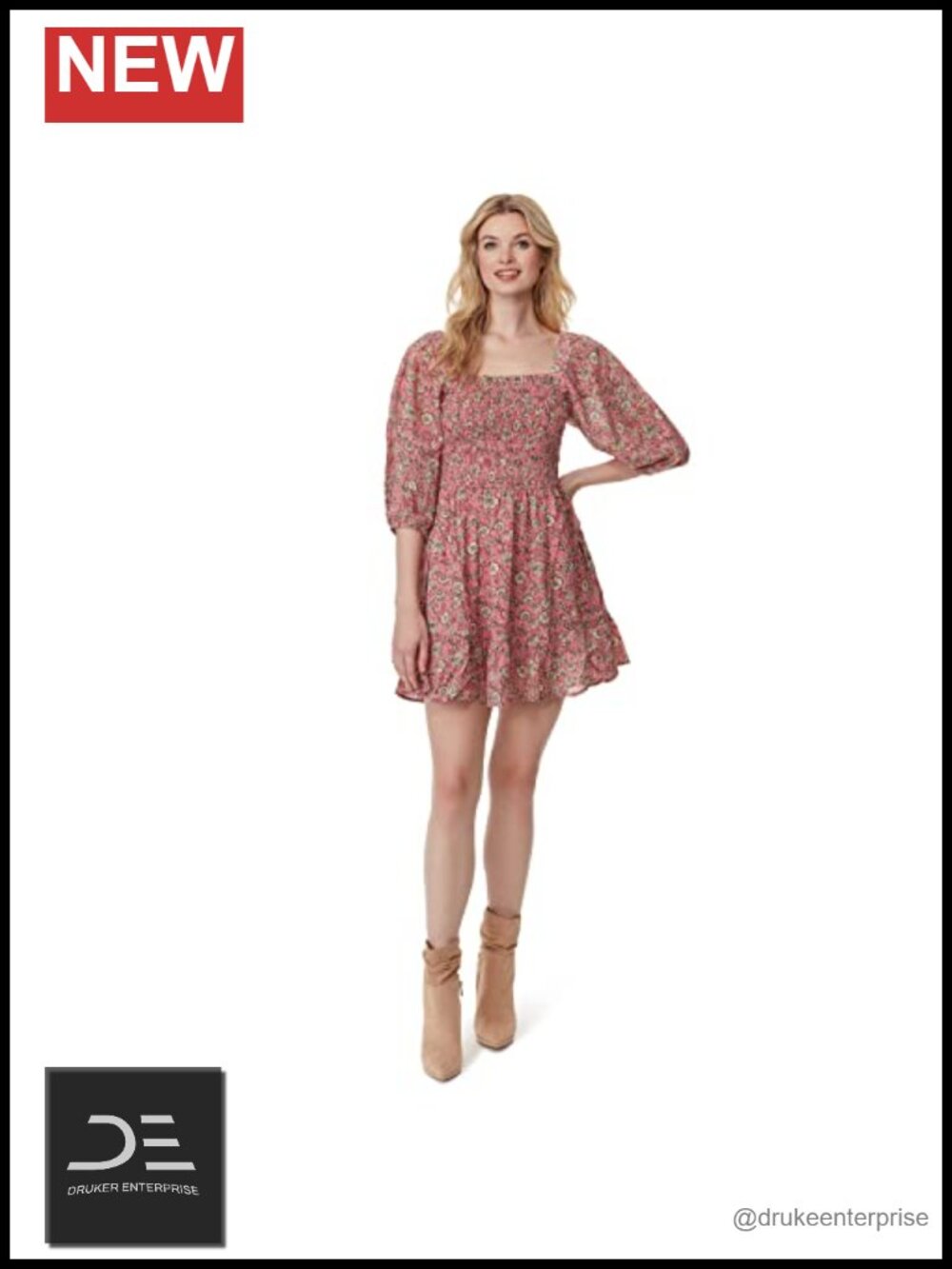 Smocked Square Neck A-Line Dress